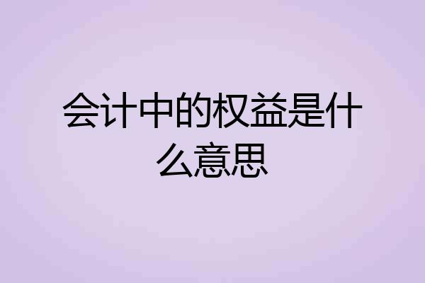 会计中的权益是什么意思