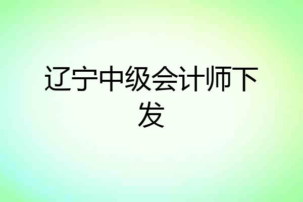 辽宁中级会计师下发