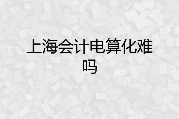 上海会计电算化难吗