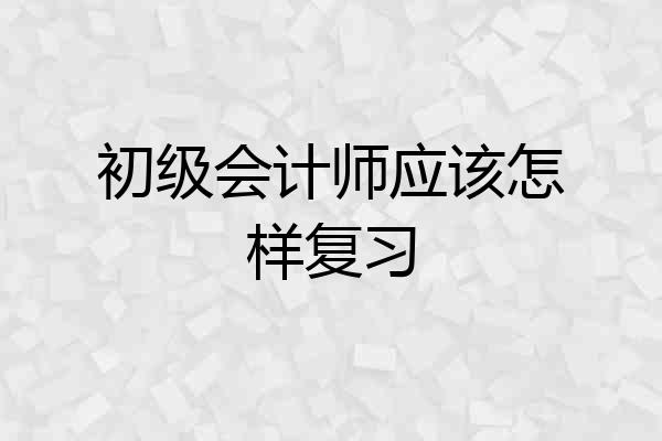 初级会计师应该怎样复习