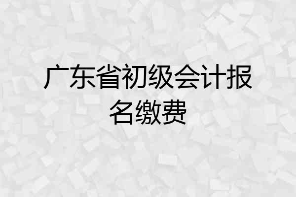 广东省初级会计报名缴费