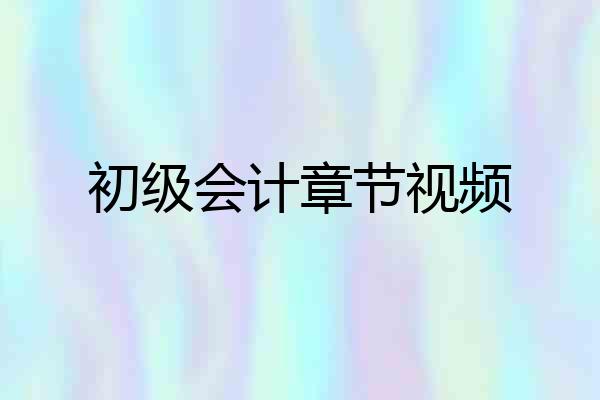 初级会计章节视频