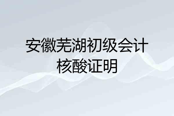 安徽芜湖初级会计核酸证明