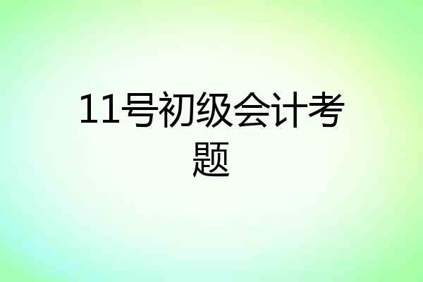 11号初级会计考题