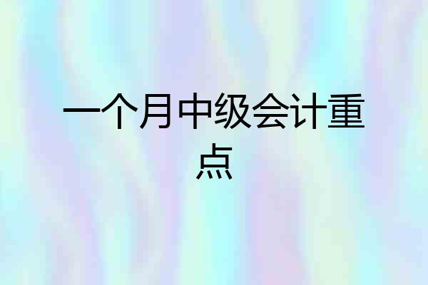 一个月中级会计重点