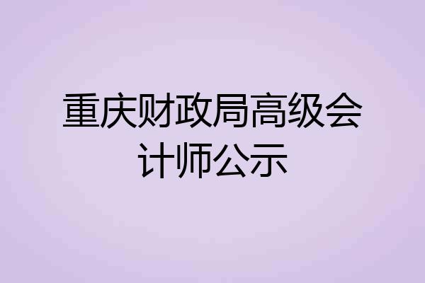 重庆财政局高级会计师公示