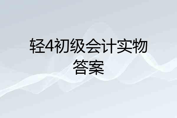 轻4初级会计实物答案