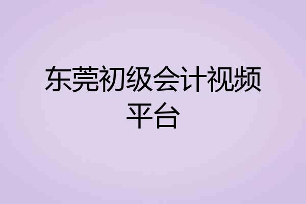 东莞初级会计视频平台