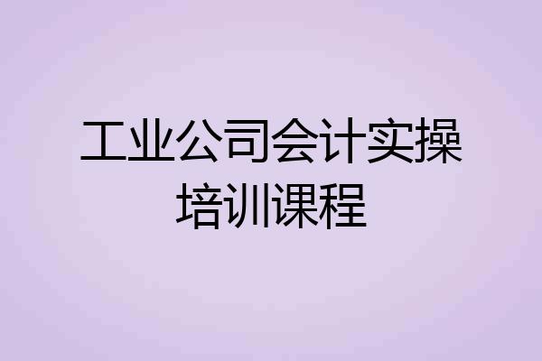 工业公司会计实操培训课程
