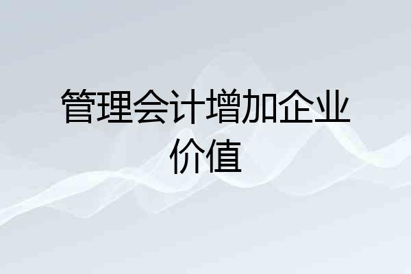 管理会计增加企业价值
