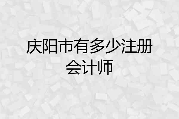 庆阳市有多少注册会计师