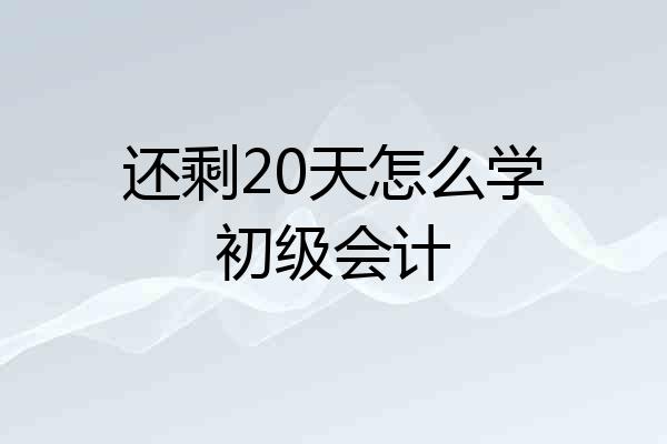 还剩20天怎么学初级会计