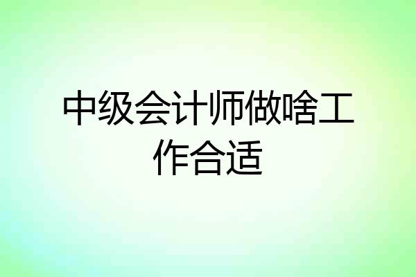 中级会计师做啥工作合适