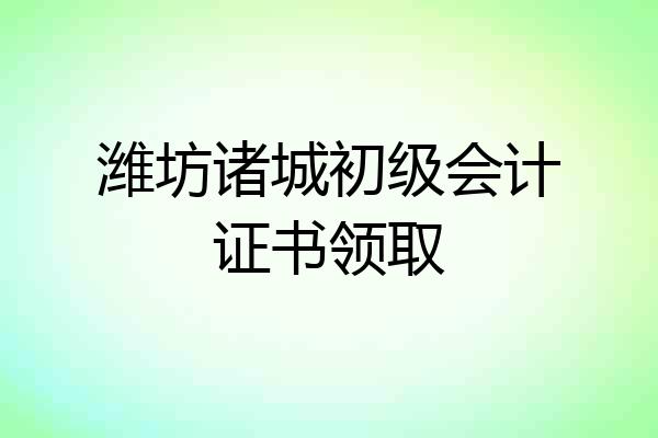 潍坊诸城初级会计证书领取