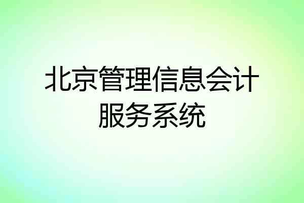 北京管理信息会计服务系统