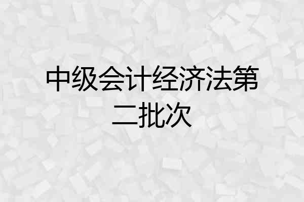 中级会计经济法第二批次