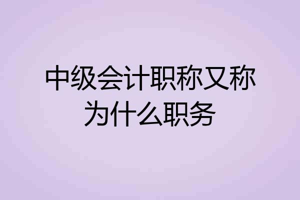 中级会计职称又称为什么职务