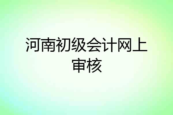 河南初级会计网上审核