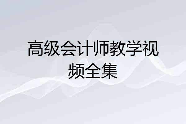 高级会计师教学视频全集