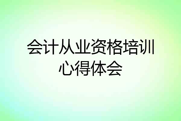 会计从业资格培训心得体会