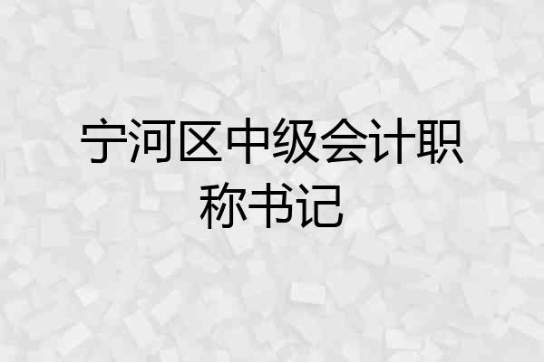 宁河区中级会计职称书记