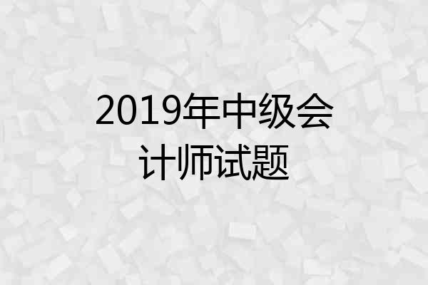 2019年中级会计师试题