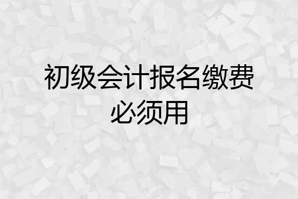 初级会计报名缴费必须用