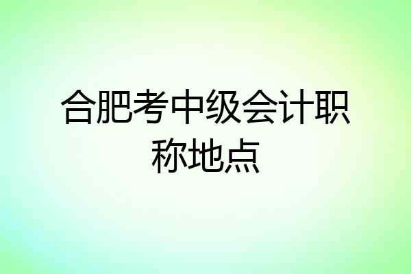 合肥考中级会计职称地点