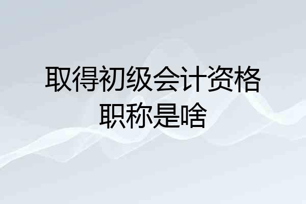 取得初级会计资格职称是啥