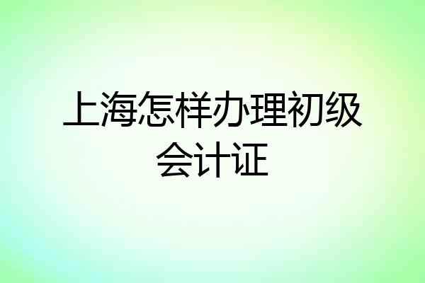上海怎样办理初级会计证