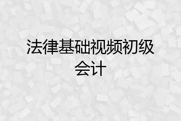 法律基础视频初级会计