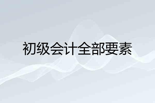 初级会计全部要素