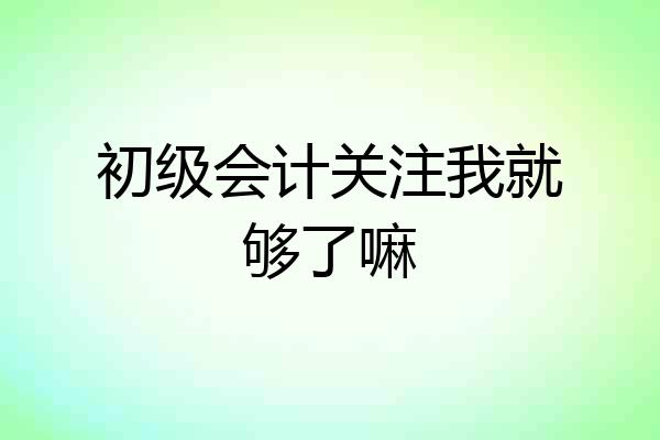 初级会计关注我就够了嘛