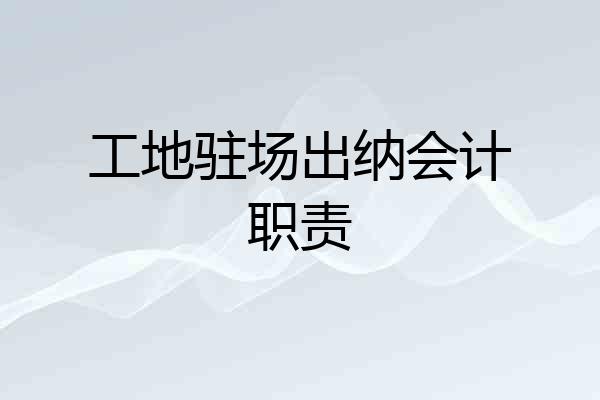 工地驻场出纳会计职责