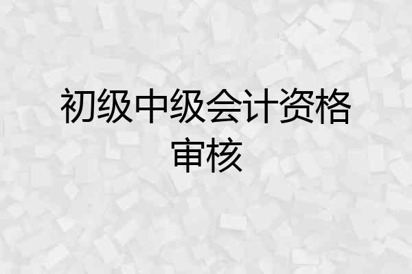 初级中级会计资格审核