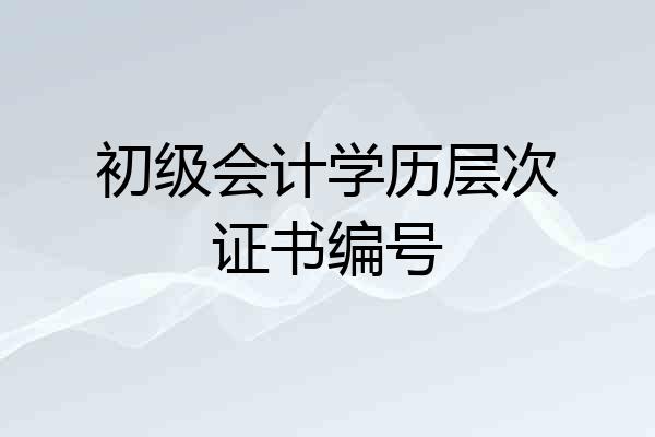初级会计学历层次证书编号