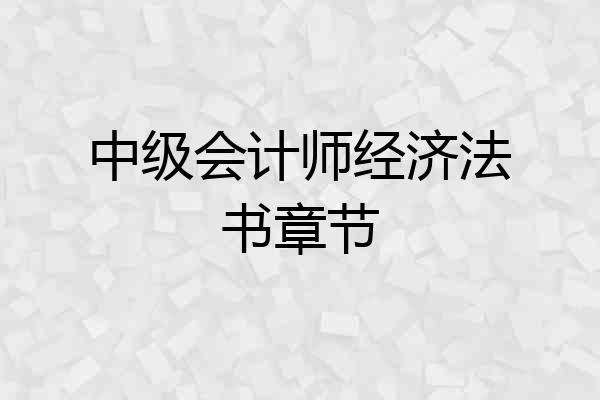 中级会计师经济法书章节