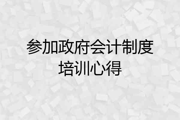 参加政府会计制度培训心得