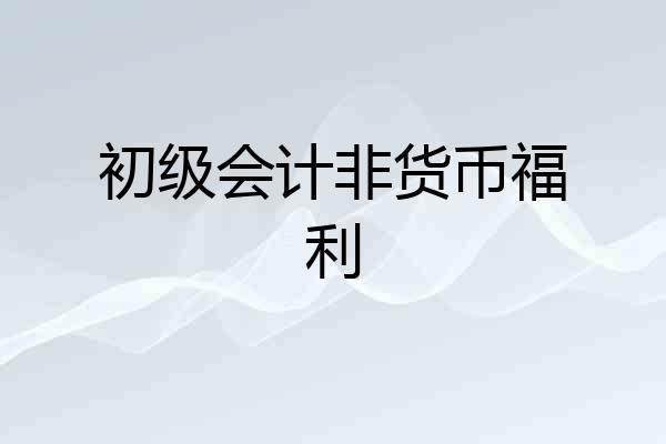 初级会计非货币福利