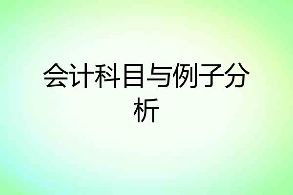 会计科目与例子分析