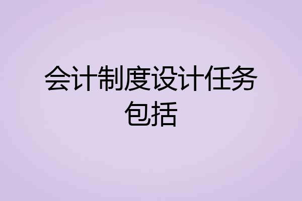 会计制度设计任务包括