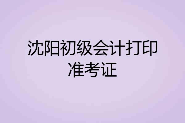 沈阳初级会计打印准考证