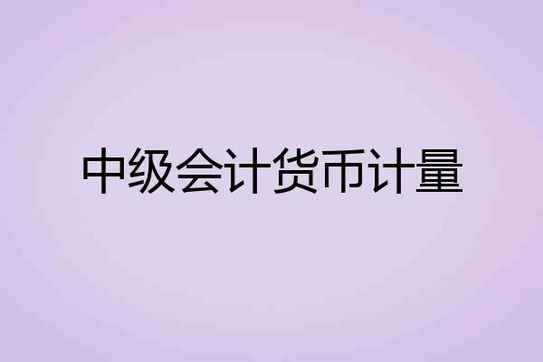 中级会计货币计量