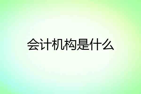 会计机构是什么