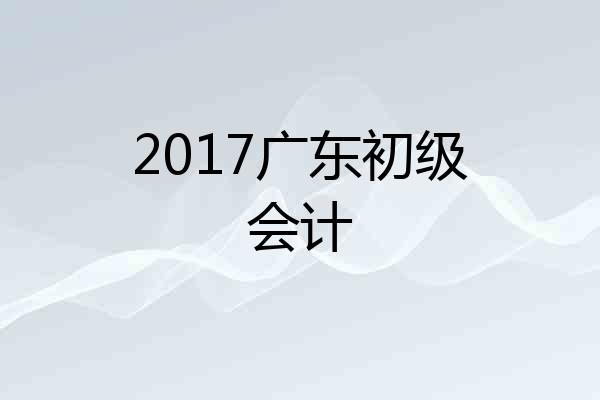 2017广东初级会计