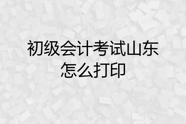 初级会计考试山东怎么打印