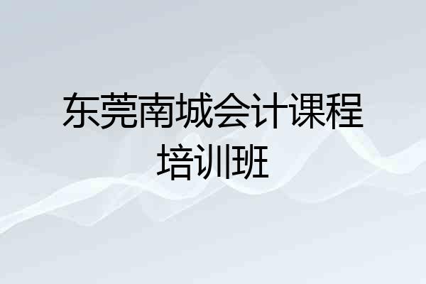 东莞南城会计课程培训班