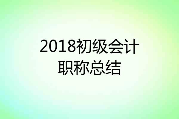 2018初级会计职称总结