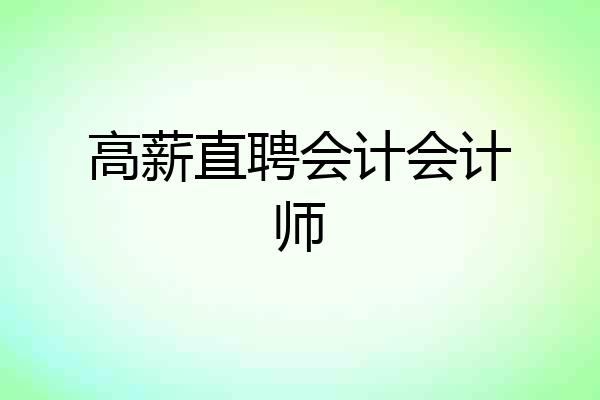高薪直聘会计会计师
