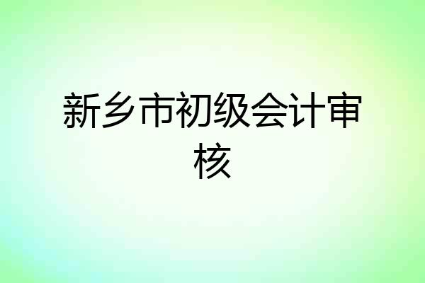 新乡市初级会计审核